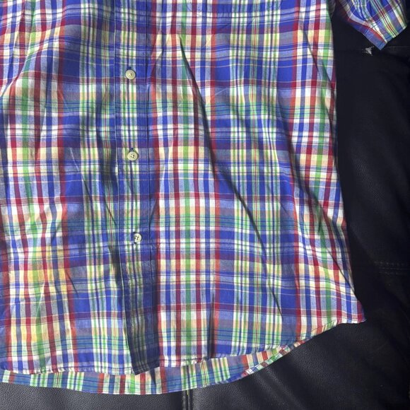 Chaps Men's Button-Up Shirt Multicolor Plaid Collared Short Sleeve Easy Care XL - Picture 10 of 13
